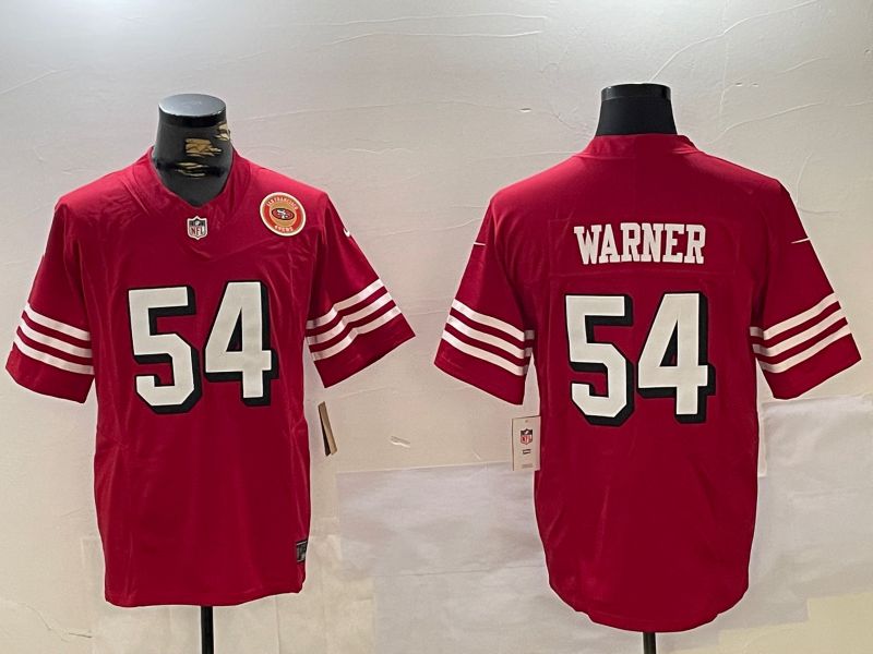 Men San Francisco 49ers 54 Warner Red Three generations 2024 Nike Vapor Limited NFL Jersey style 8